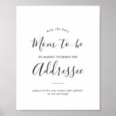 Minimalistisch Baby shower Adres en Envelopteken Poster (Voorkant)