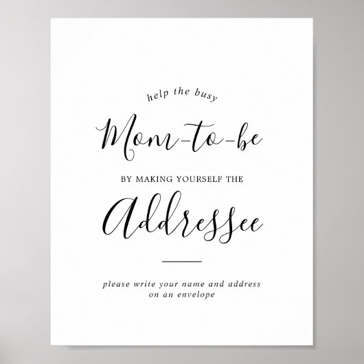 Minimalistisch Baby shower Adres en Envelopteken Poster (Voorkant)
