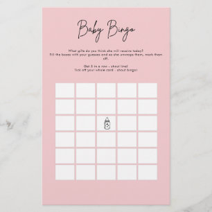 Minimalistisch Baby shower Baby Bingo spel Flyer