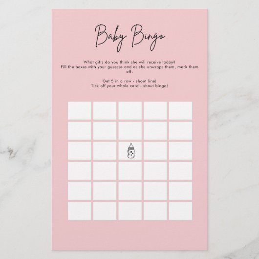 Minimalistisch Baby shower Baby Bingo spel Flyer (Voorkant)