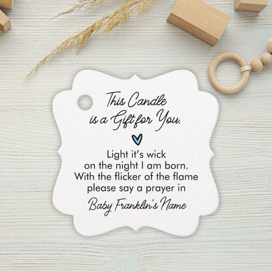 Minimalistisch Baby shower Baby Boy Candle Bedankjes Labels