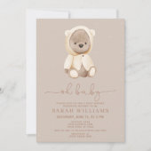 Minimalistisch Baby shower Baby bruin Beer Kaart (Voorkant)
