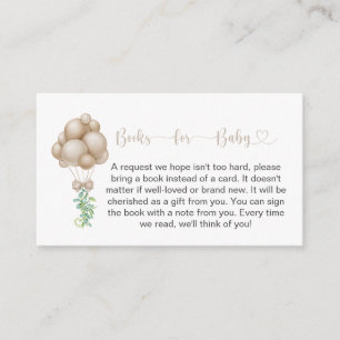 Minimalistisch Baby shower Ballonnen Boeken voor B Informatiekaartje