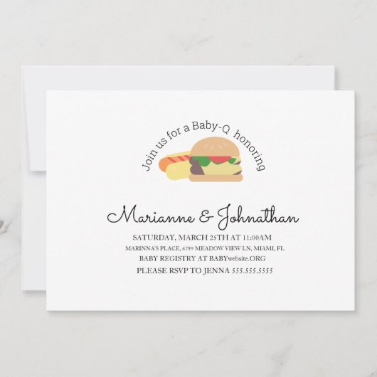 Minimalistisch Baby shower BBQ Burger Hot Dog Kaart (Voorkant)