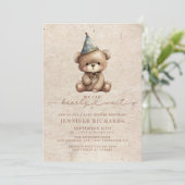 minimalistisch Baby shower | Bearly Wait Kaart (Staand voorkant)