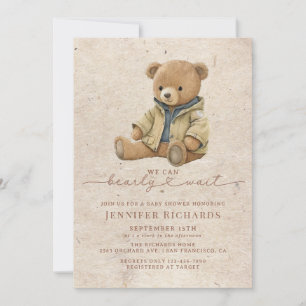 minimalistisch Baby shower   Bearly Wait Kaart