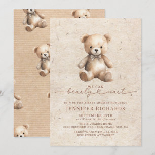 minimalistisch Baby shower   Bearly Wait Kaart