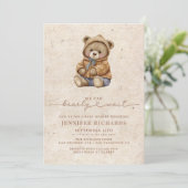 minimalistisch Baby shower | Bearly Wait Kaart (Staand voorkant)