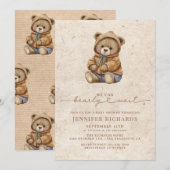 minimalistisch Baby shower | Bearly Wait Kaart (Voorkant / Achterkant)