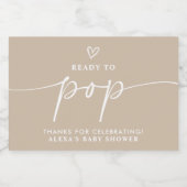 Minimalistisch Baby shower Beige Mousserende Wijn  Sparkling Wijnetiket (Enkel label)