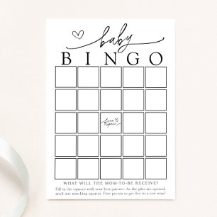 Minimalistisch Baby shower Bingo Game Kaart