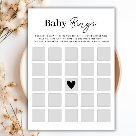 Minimalistisch Baby shower Bingo Game Kaart