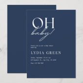 Minimalistisch Baby shower Boho Blue Baby shower Kaart (Voorkant / Achterkant)