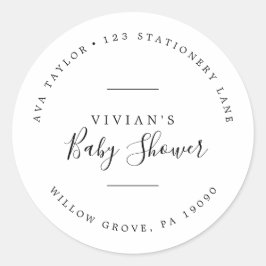 Minimalistisch Baby shower Circular Return-adres Ronde Sticker