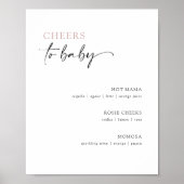Minimalistisch Baby shower Cocktail Menu Bar Sign Poster (Voorkant)
