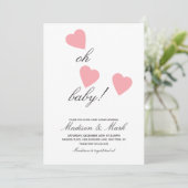 Minimalistisch Baby shower drijvende roze harten Kaart (Staand voorkant)