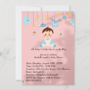 Minimalistisch Baby shower – Elegant geslacht Kaart