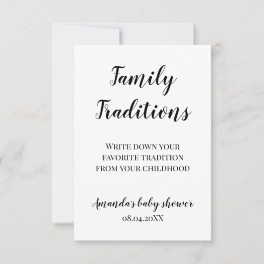 Minimalistisch Baby shower familie tradities spel Kaart (Voorkant)