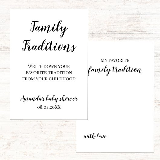 Minimalistisch Baby shower familie tradities spel Kaart