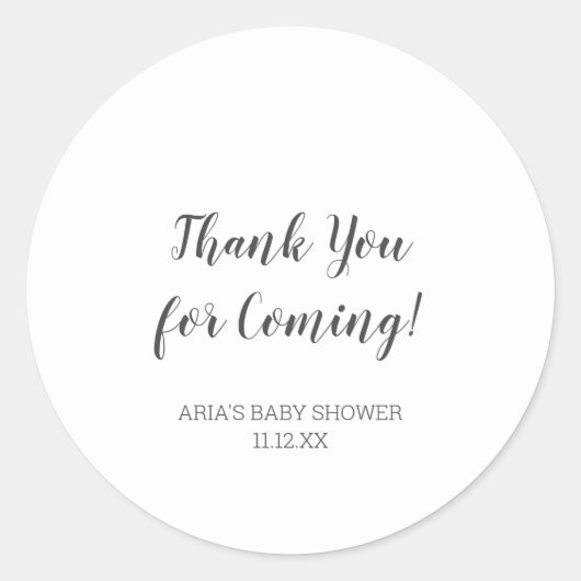 Minimalistisch Baby shower Favor Classic Ronde Sti Sticker (Voorkant)