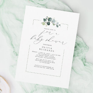 Minimalistisch Baby shower groen elegant script Kaart