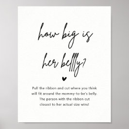 Minimalistisch Baby shower hoe groot is haar buik Poster