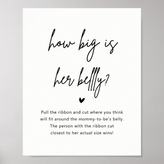 Minimalistisch Baby shower hoe groot is haar buik Poster (Voorkant)