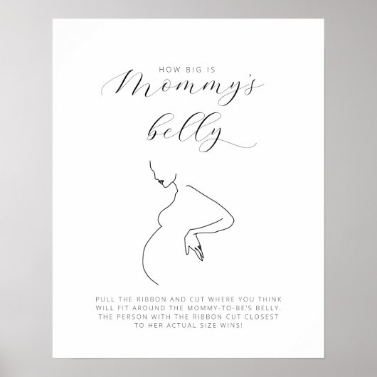 Minimalistisch Baby shower hoe groot is mama's bui Poster (Voorkant)