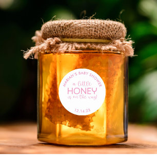 Minimalistisch Baby shower Honey Classic Ronde Sti Sticker