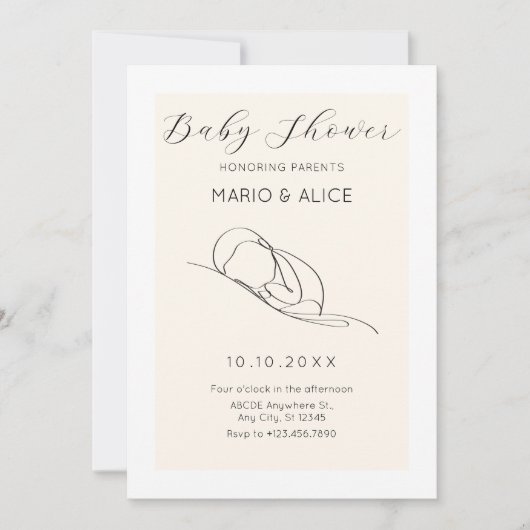 minimalistisch baby shower kaart (Voorkant)