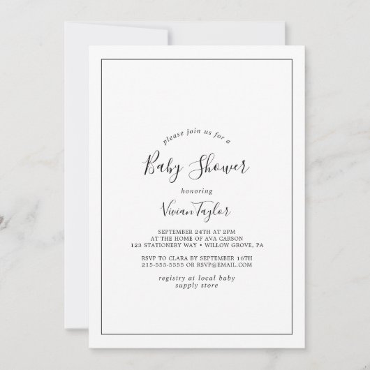 Minimalistisch Baby shower Kaart (Voorkant)
