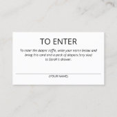 Minimalistisch Baby shower Luier Raffle Ticket (Achterkant)