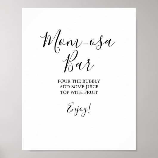Minimalistisch Baby shower Mam-osa Bar Sign Poster (Voorkant)
