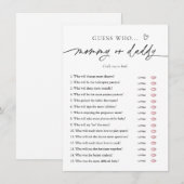 Minimalistisch Baby shower Mama of Daddy Game Kaar Kaart (Voorkant / Achterkant)