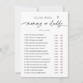 Minimalistisch Baby shower Mama of Daddy Game Kaar Kaart (Voorkant)