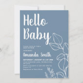 Minimalistisch Baby shower met blauwe eucalyptus Kaart (Voorkant)