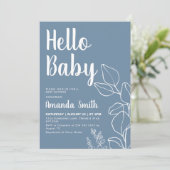 Minimalistisch Baby shower met blauwe eucalyptus Kaart (Staand voorkant)