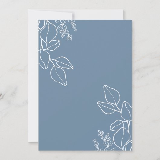 Minimalistisch Baby shower met blauwe eucalyptus Kaart (Achterkant)