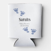 Minimalistisch Baby shower met blauwe voetafdruk Blikjeskoeler (Voorkant)