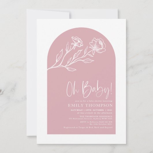 Minimalistisch Baby shower met botanische boho Arc Kaart (Voorkant)