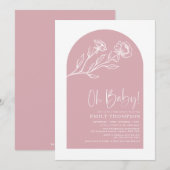 Minimalistisch Baby shower met botanische boho Arc Kaart (Voorkant / Achterkant)