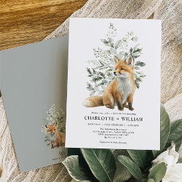 Minimalistisch Baby shower met groene fox-sage Kaart