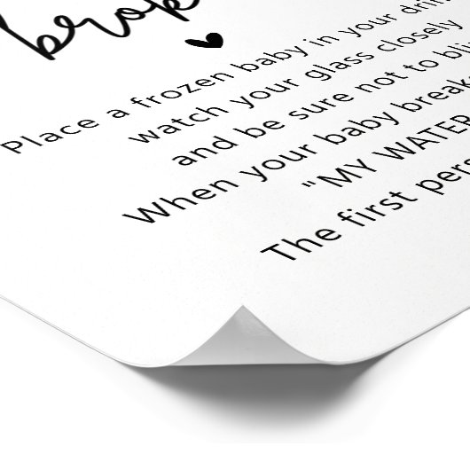 Minimalistisch Baby shower Mijn Spel Teken Poster (Hoek)