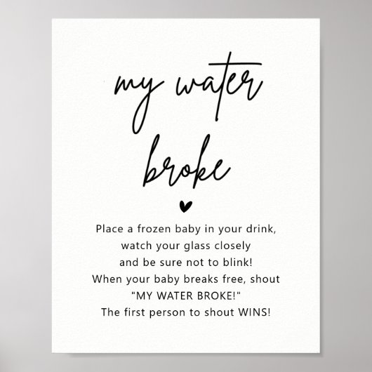 Minimalistisch Baby shower Mijn Spel Teken Poster (Voorkant)