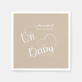 Minimalistisch baby shower Neutraal beige wit Servet (Voorkant)