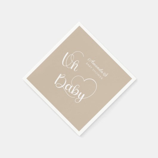 Minimalistisch baby shower Neutraal beige wit Servet (Hoek)