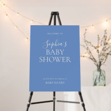 Minimalistisch Baby shower neutraal blauw welkom