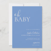 Minimalistisch Baby shower Neutrale Blauwe Uitnodi Kaart (Voorkant)