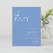 Minimalistisch Baby shower Neutrale Blauwe Uitnodi Kaart (Staand voorkant)