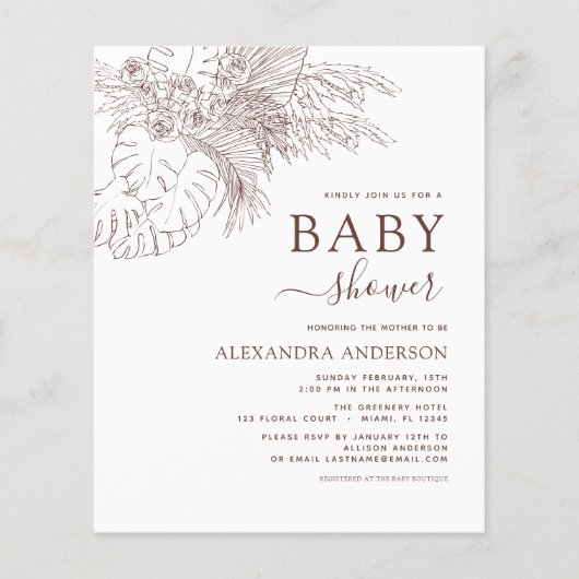 Minimalistisch Baby shower Pampas Grass Boho F Flyer (Voorkant)